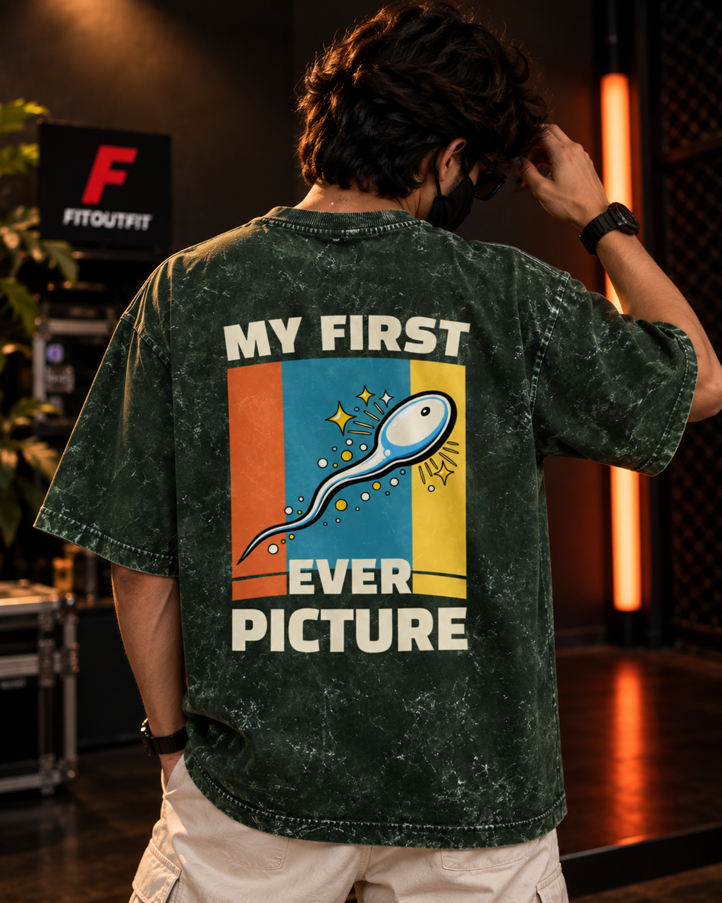 My First Ever Picture Graphic Acid Washed Oversized T-Shirt | Fitoutfit