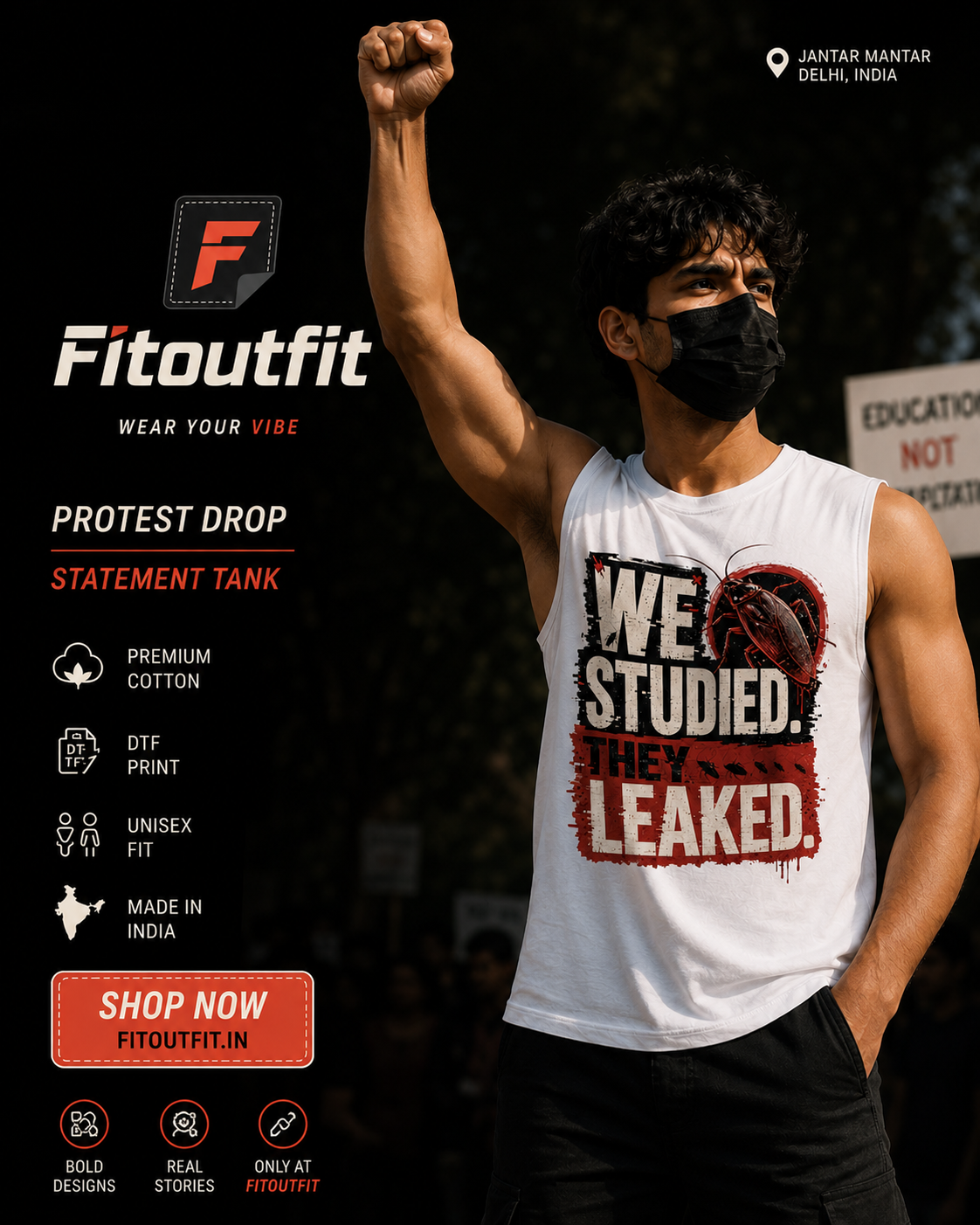 Fitoutfit Men's Sleeveless T-Shirt | We studied they leaked I Student Protest Sleeveless T-Shirt