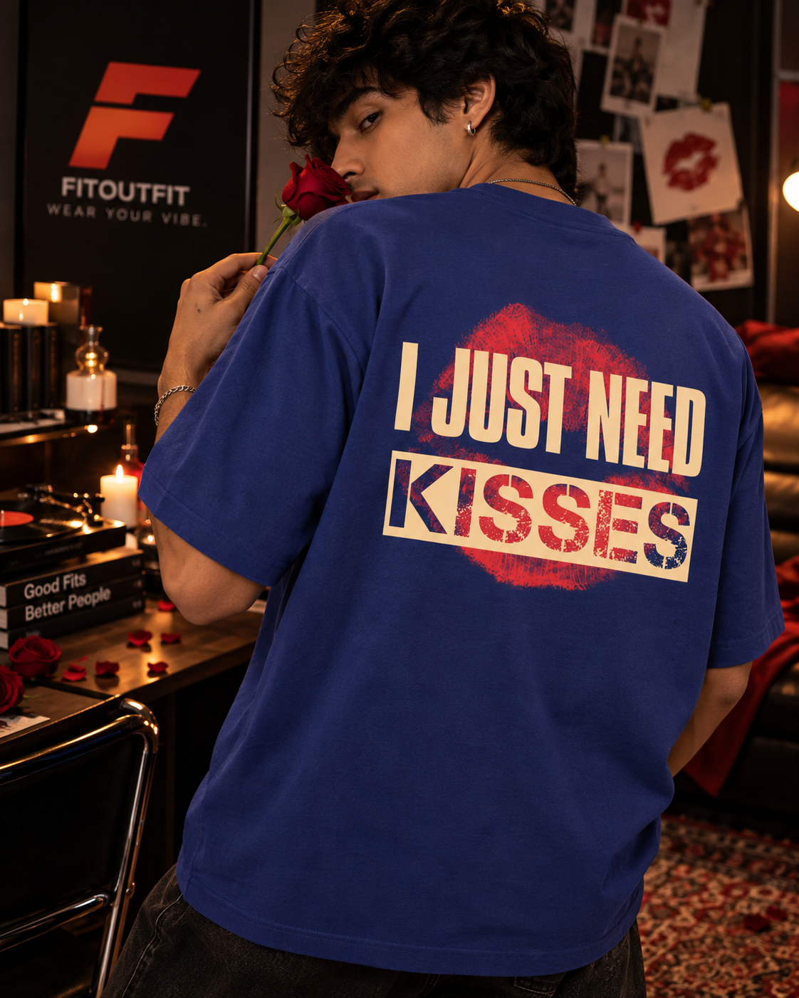 I Just Need Kisses Unisex Oversized T-Shirt | Fitoutfit