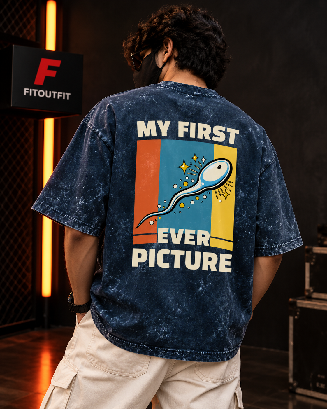 My First Ever Picture Graphic Acid Washed Oversized T-Shirt | Fitoutfit