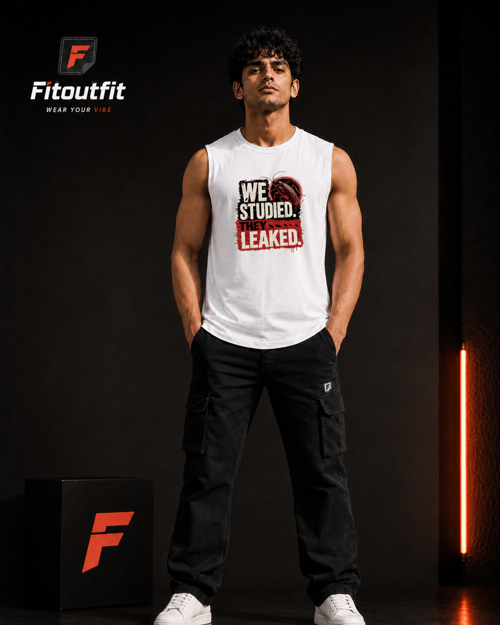 Fitoutfit Men's Sleeveless T-Shirt | We studied they leaked I Student Protest Sleeveless T-Shirt